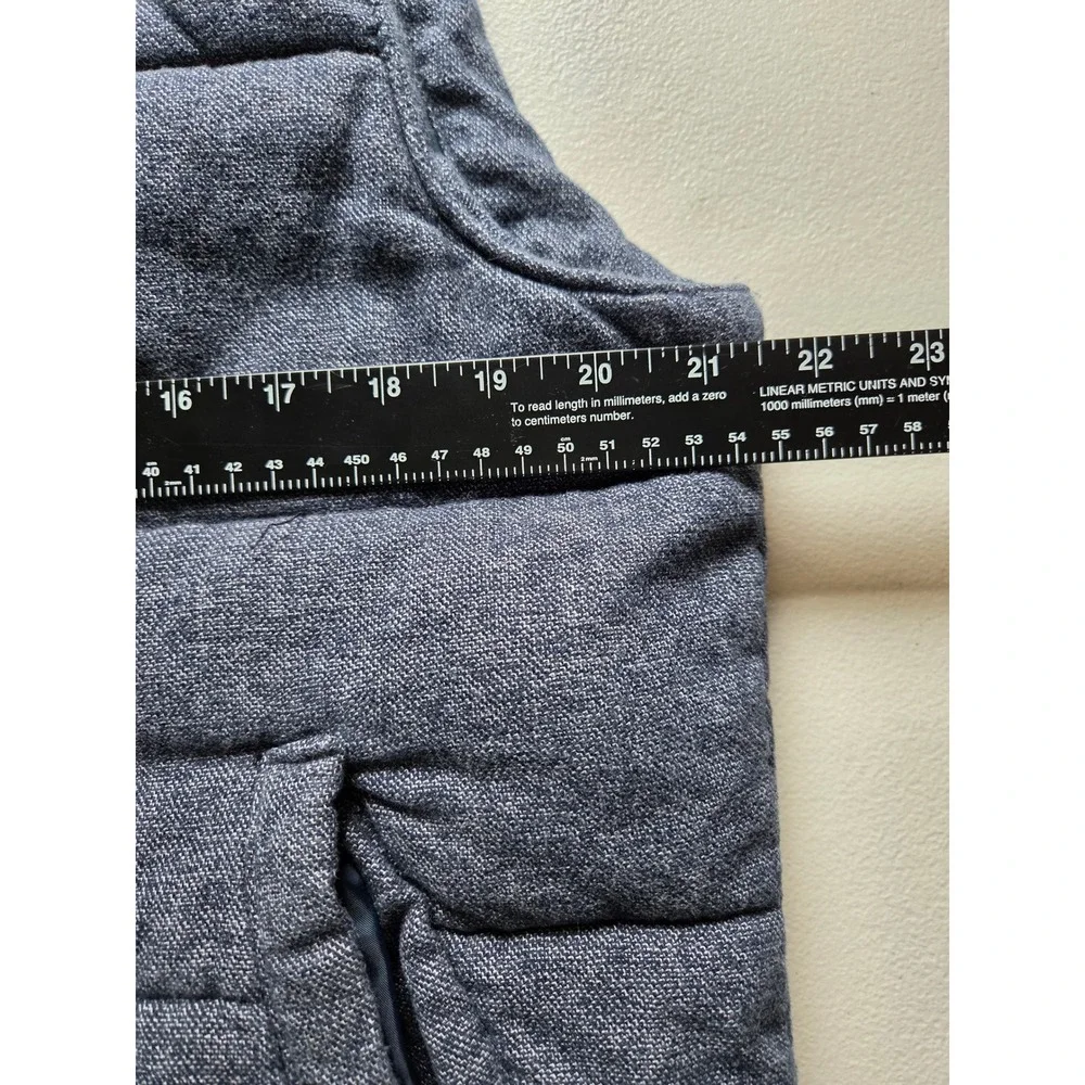 Banana Republic Mens Blue Heathered Quilted Puffer Vest Medium Snap Zip Front